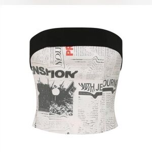 With Jean Newsprint Top